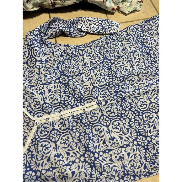 TURQUOISE Handcrafted Apparel Designer Blue And White Dress Size S/M - Picture 4 of 7